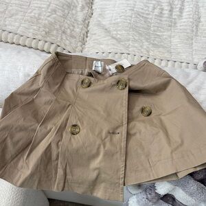 NEW Anthropologie Tan Button-Front Skirt - tennis skirt khaki